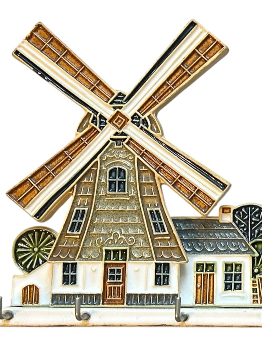 Vintage Dutch Windmill Wall Plaque Key Holder